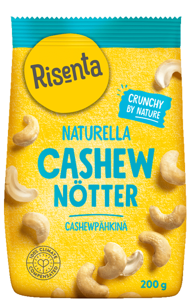 Påse med naturella cashewnötter från Risenta