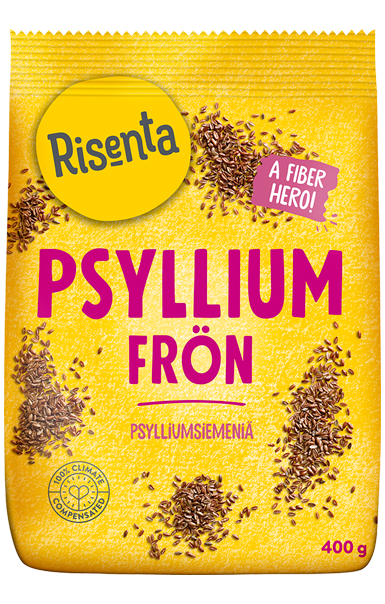 Påse med psylliumfrön från Risenta