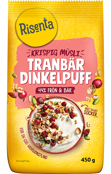 Påse med Müsli Tranbär Dinkelpuff från Risenta