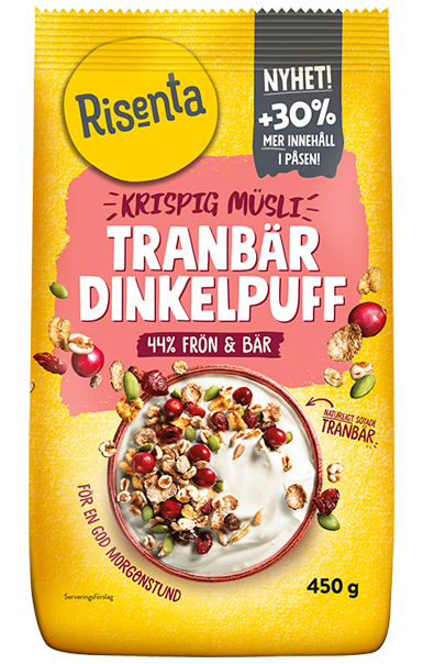 Påse med Müsli Tranbär Dinkelpuff från Risenta