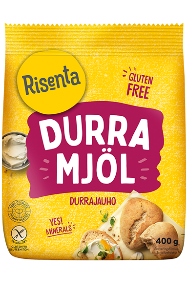 Påse med durramjöl från Risenta