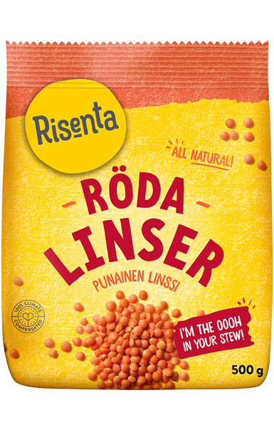 Påse med röda linser från Risenta