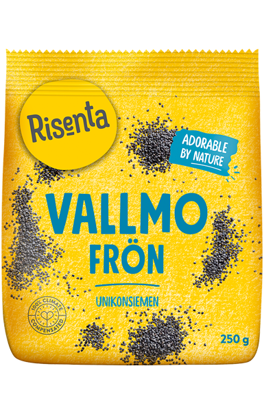 Förpackning med vallmofrön från Risenta