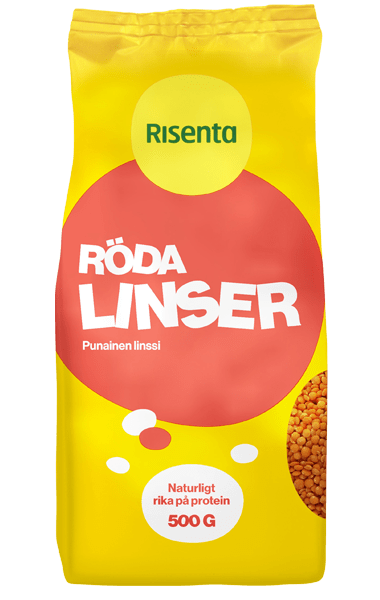 Påse med röda linser från Risenta
