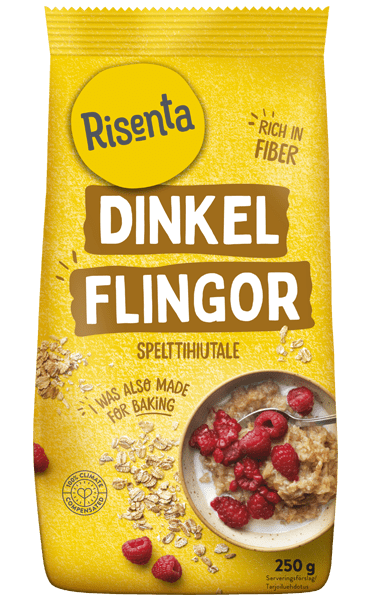 Påse med dinkelflingor från Risenta