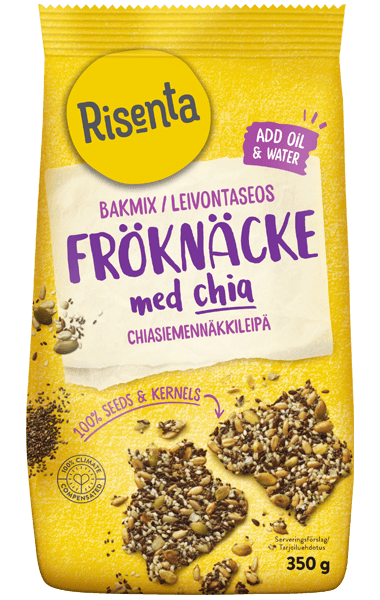 Påse med fröknäckemix chia från Risenta