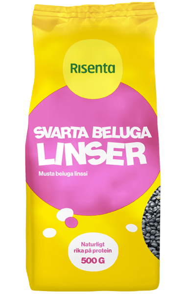Påse med svarta belugalinser från Risenta