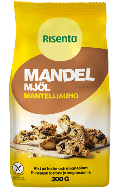 Förpackning med mandelmjöl från Risenta